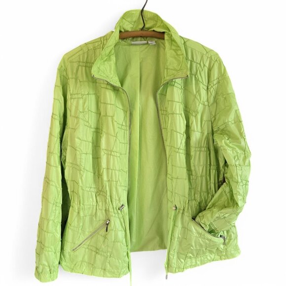 Zenergy By Chicos Lightweight Lime Green Quilted Zip-Up Jacket Size 3 Large - Picture 2 of 8